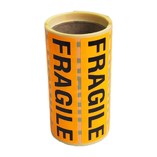 Pre-Printed Fragile Fluoro Orange Labels 90 X 25mm