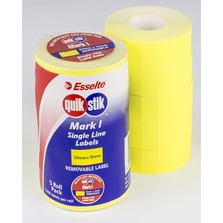 Genuine Fluoro Yellow Permanent QuikStik Mark I 22 X 12mm Labels 5 Pack Of Rolls