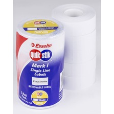 Genuine White Removable QuikStik Mark I 22 X 12mm Labels 5 Pack Of Rolls