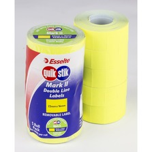 Genuine Fluoro Yellow Permanent QuikStik Mark II 23 X 16mm Labels 5 Pack Of Rolls